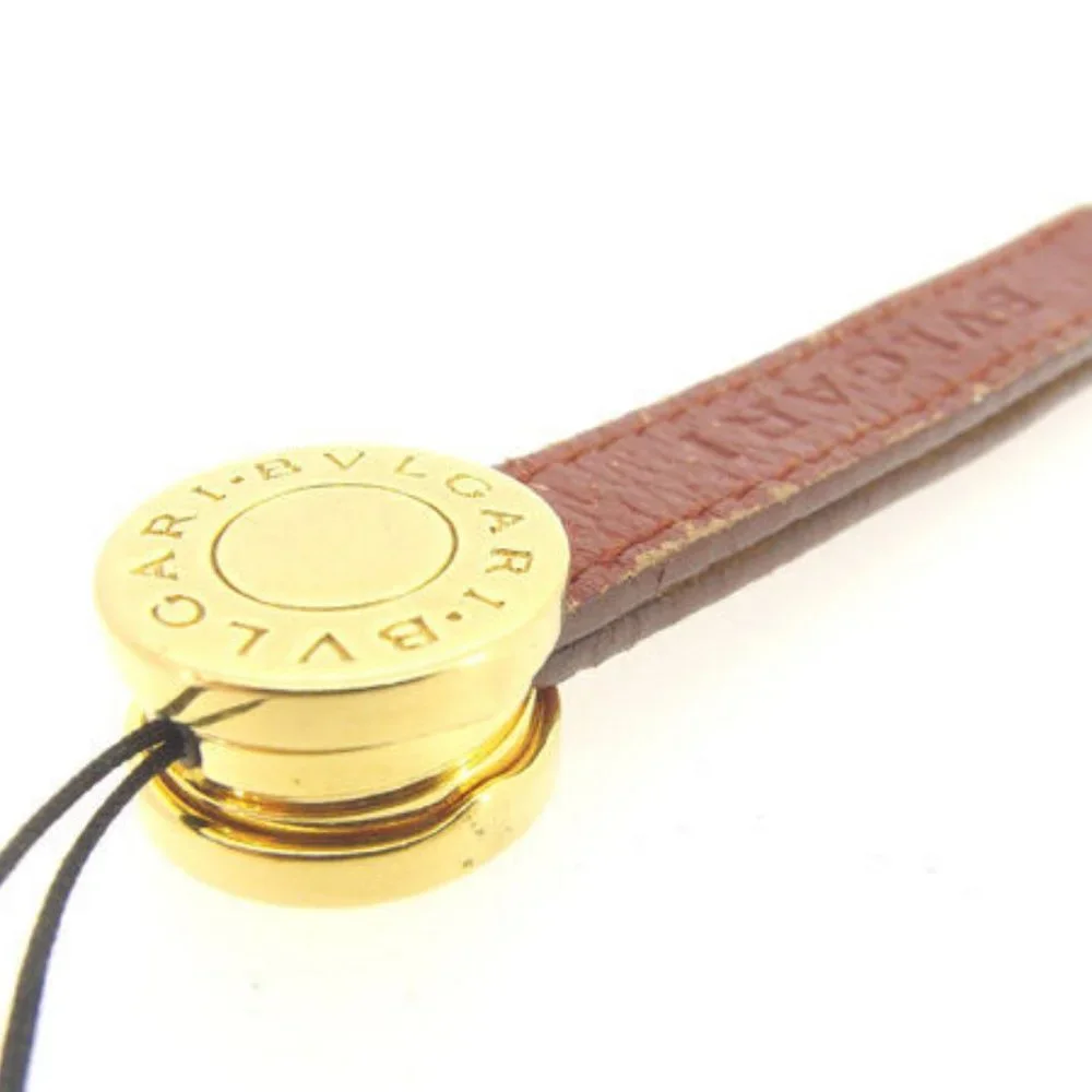 Bvlgari Cell phone strap Gold Brown Woman Authentic Used